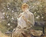 Berthe Morisot The Woman sewing at the courtyard china oil painting reproduction